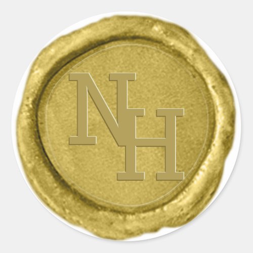 Modern Gold Wax Seal Monogram Initials Sticker
