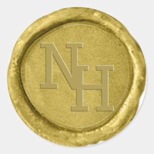 Modern Gold Wax Seal Monogram Initials Sticker