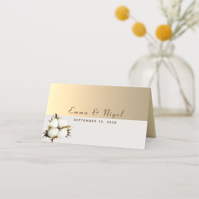 Modern Gold Wedding Place Card (Back)