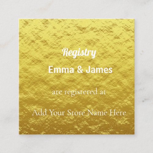 Modern Gold Wedding Registration Enclosure Card