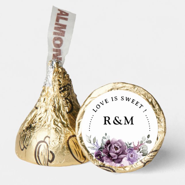 Modern Gold Wedding thank you with initials  Hershey®'s Kisses® (Front)