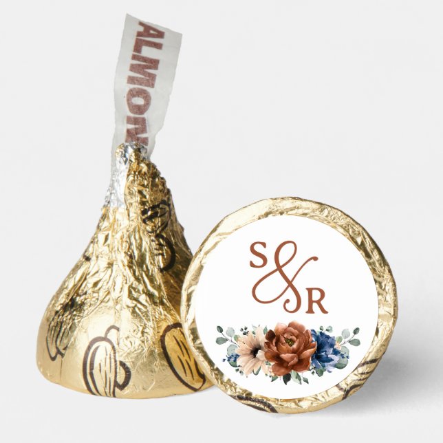Modern Gold Wedding thank you with initials  Hershey®'s Kisses® (Front)