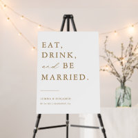 Modern Gold Wedding Welcome Minimal Decor Sign
