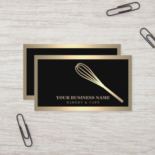 Modern Gold Whisk Bakery Business Card