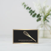 Modern Gold Whisk Bakery Business Card (Standing Front)
