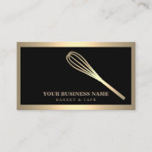 Modern Gold Whisk Bakery Business Card (Front)
