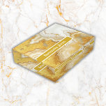 Modern Gold &amp; White Agate Geode Monogram |  Paperweight