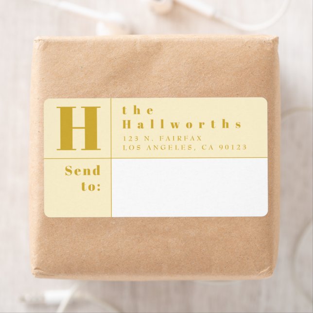 Modern Gold & White Bold Block Return Address Label (Insitu)