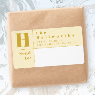 Modern Gold & White Bold Block Return Address Label