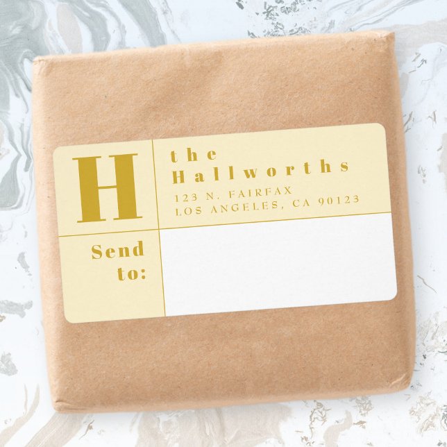 Modern Gold & White Bold Block Return Address Label (Creator Uploaded)