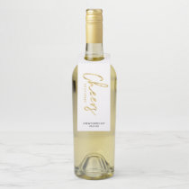 Modern Gold & White Brush Lettering Cheers Party Bottle Hanger Tag