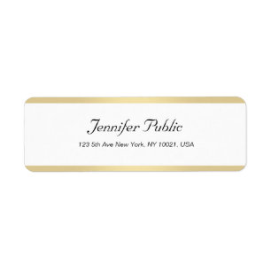 Modern Gold White Chic Hand Script Simple Elegant Label