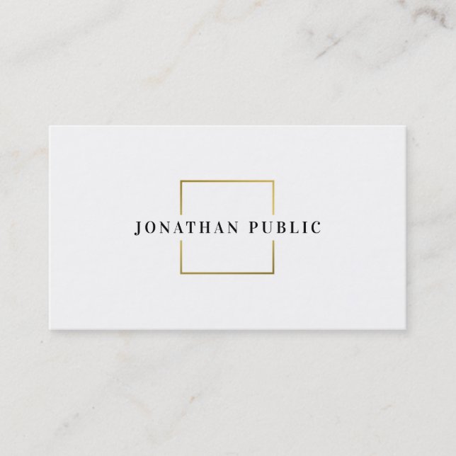 Modern Gold White Creative Minimalist Template Business Card (Front)