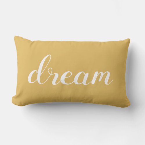 Modern Gold White Dream Typography_  Decorative Lumbar Pillow