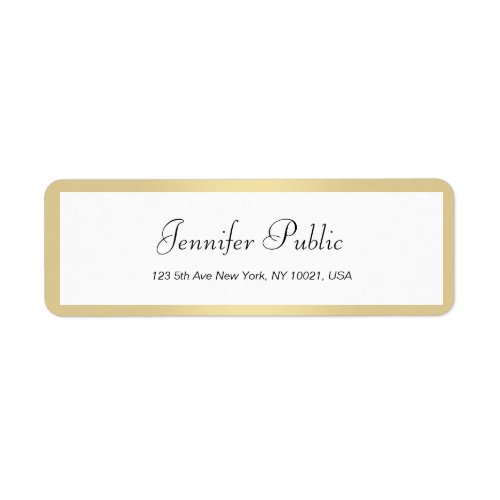 Modern Gold White Elegant Handwritten Name Simple Label