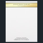 Modern Gold White Elegant Professional Template Letterhead<br><div class="desc">Modern Gold White Elegant Professional Template Letterhead Stationery Paper.</div>