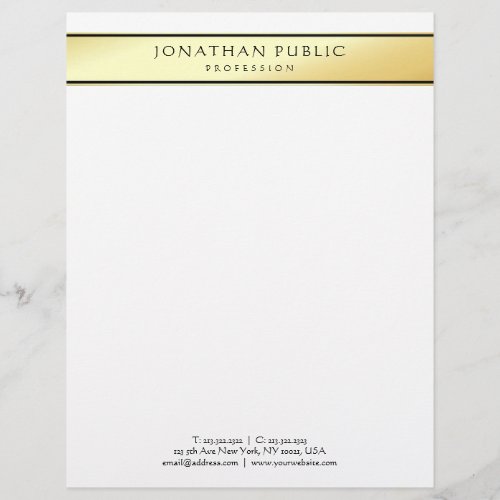 Modern Gold White Elegant Professional Template Letterhead