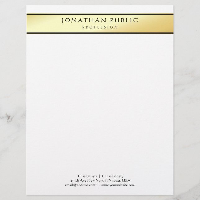 Modern Gold White Elegant Professional Template Letterhead (Front)