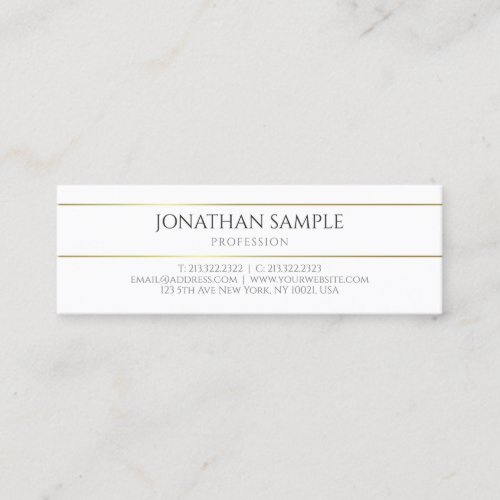 Modern Gold White Elegant Professional Template Mini Business Card