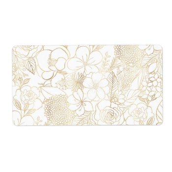 Modern Gold White Floral Doodles Line Art Label by InovArtS at Zazzle