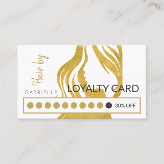 Modern Gold White Hair Salon Loyalty Punch Business Card Zazzlecom