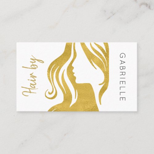 Modern gold white hair salon next appointment business card
