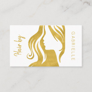 Modern gold white hair salon next appointment business card