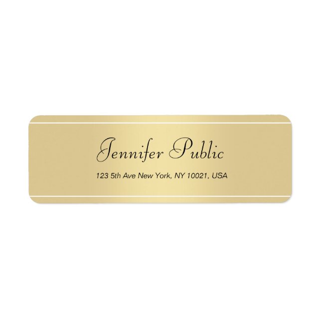 Modern Gold White Hand Script Simple Template Chic Label (Front)