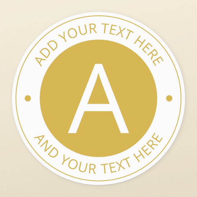 Modern Gold/White Logo Style Monogram Waterproof Labels (Creator Uploaded)