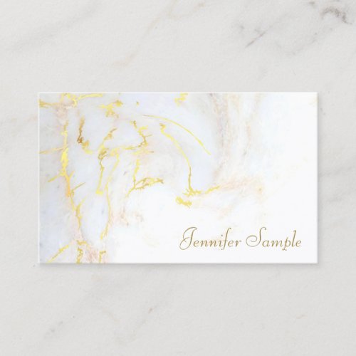 Modern Gold White Marble Elegant Golden Template Business Card