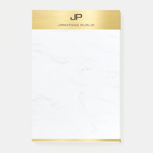 Modern Gold White Marble Elegant Template Post_it Notes