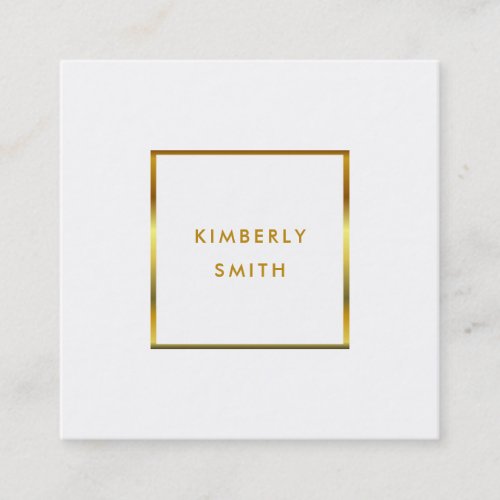 Modern gold white minimalist professional square business card