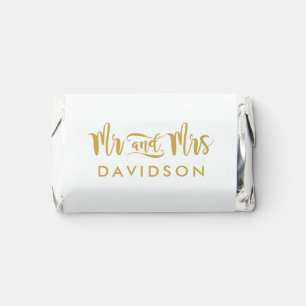 Modern Gold White Monogram Mr and Mrs Hershey's Miniatures