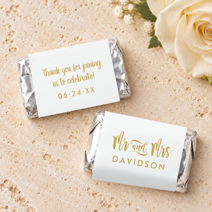 Modern Gold White Monogram Mr and Mrs Hershey's Miniatures