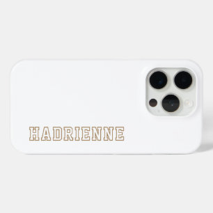 Modern Gold White Monogram Outline Name iPhone 15 Pro Case