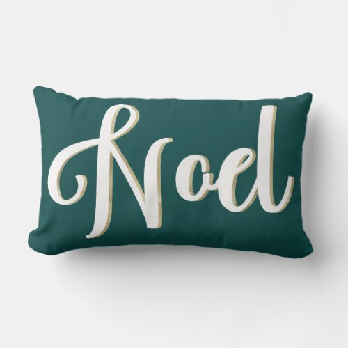 Modern Gold  White Noel Festive Christmas Tree Lumbar Pillow