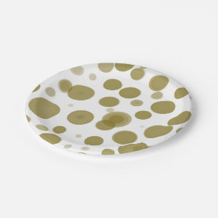 Modern Gold & White Polka Dot Bubbles Party Paper Plates