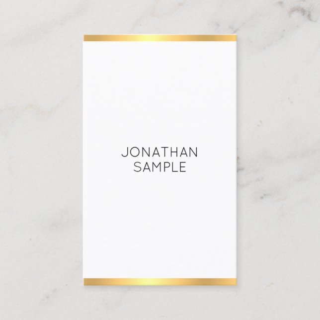 Modern Gold White Simple Elegant Template Trendy Business Card (Front)