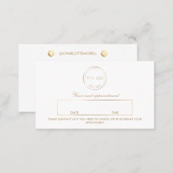 Modern Gold White Simple Logo Social Media Appointment Card by CardStyle at Zazzle
