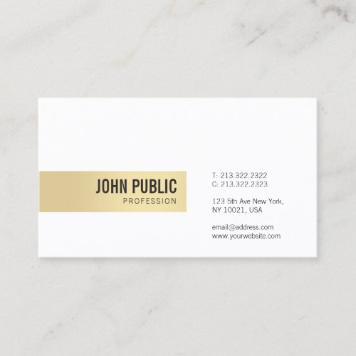 Modern Gold White Simple Template Professional Business Card