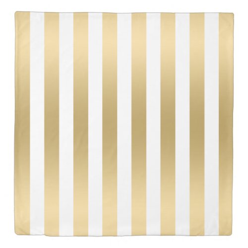 Modern Gold  White Stripes Pattern Duvet Cover