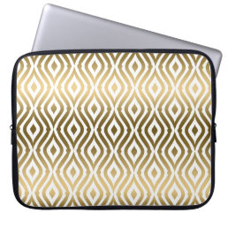 Modern Gold &amp; White Teardrops Geometric Pattern Laptop Sleeve