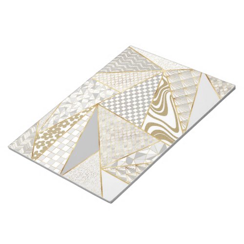 Modern Gold White Triangles Geometric Pattern Notepad