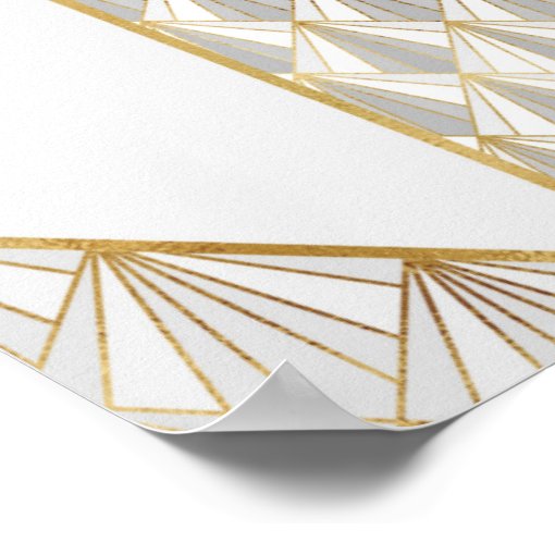 Modern Gold White Triangles Geometric Pattern Poster | Zazzle