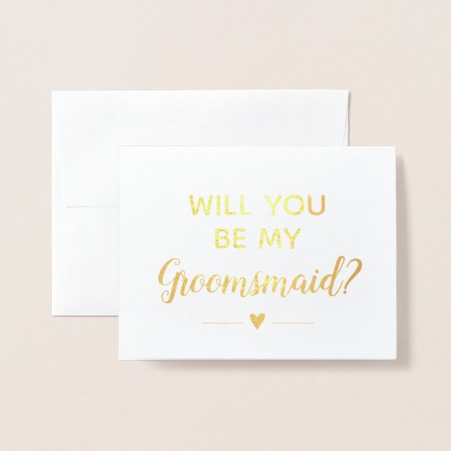 Modern Gold Will You Be My Groomsmaid Proposal Foil Card (Front With Envelope)