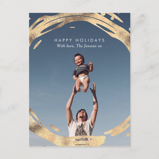 Modern Gold wreath family card postcard (Front)