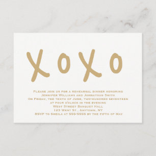 Modern gold xoxo rehearsal dinner invitations