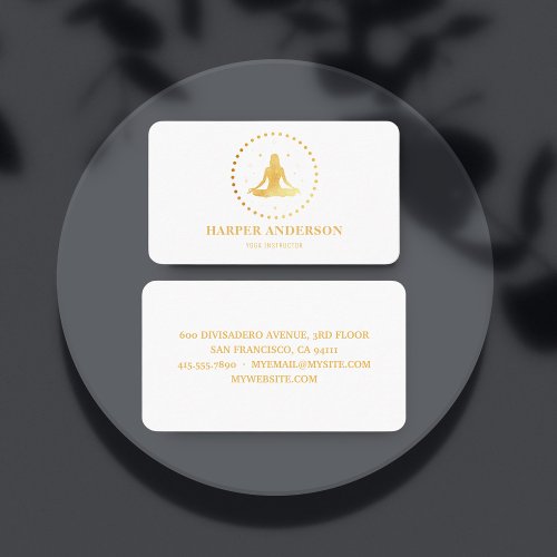 Modern Gold Yoga Instructor Professional Logo Business Card