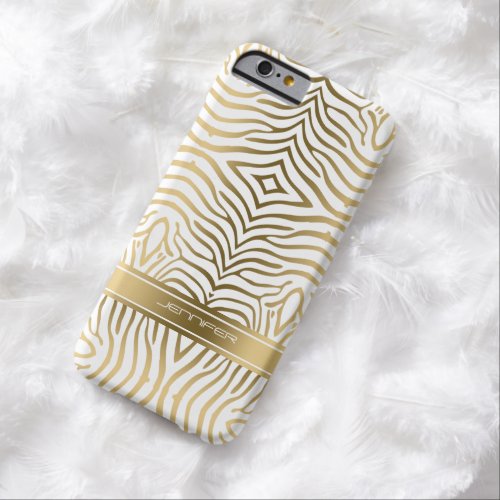 Modern Gold Zebra Stripes 2 White Background Barely There iPhone 6 Case