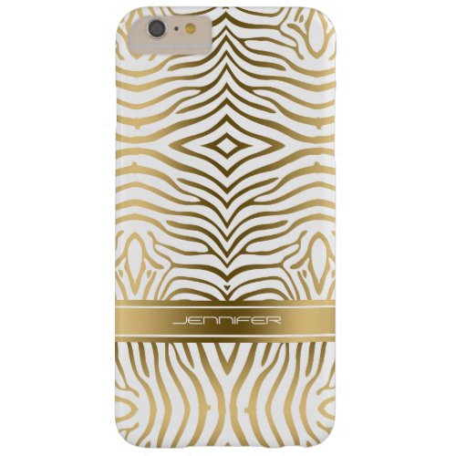 Modern Gold Zebra Stripes 2 White Background Barely There iPhone 6 Plus Case